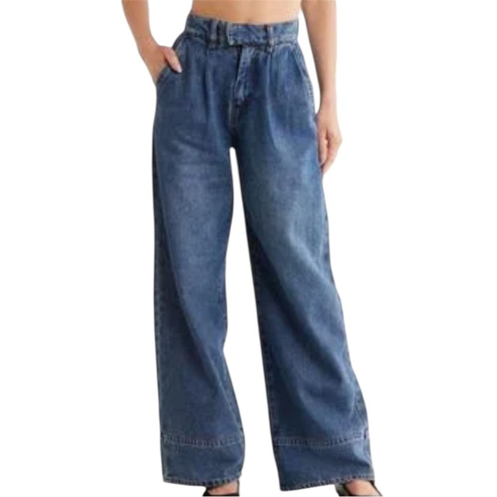 HABITUAL Jeans High Rise Pleated Wide Leg